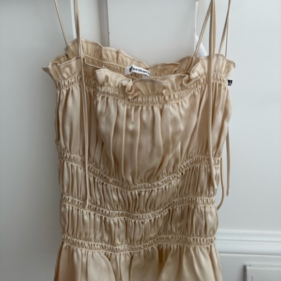 Reformation Silk Shirred Tank top in Cream - Picture 1 of 5